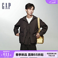 Gap男装2024春季可拆卸背心防雨防风三合一工装外套876978 黑色 170/92A(M) 亚洲尺码