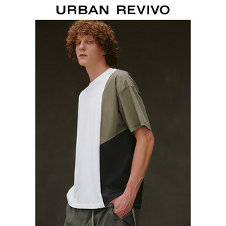 UR2024春季新款男装时髦设计感撞色拼接圆领短袖T恤UML440021 本白 XS