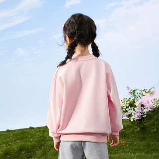 茵曼（INMAN）女童卫衣2024春时尚休闲运动上衣甜美立体花朵套头衫 粉色 140cm