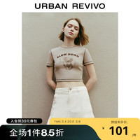 UR2024春季新款女装休闲撞色明线趣味可爱印花短袖T恤UWL440057