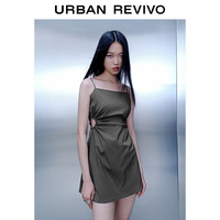 UR2024夏季新款女装潮流休闲辣妹褶皱吊带H型连衣裙UWV740023