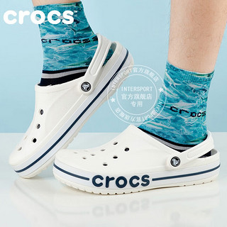 卡骆驰（crocs）男鞋女鞋 贝雅卡骆班运动休闲拖鞋沙滩鞋透气耐磨洞洞鞋凉鞋 贝雅卡骆班/白色-深蓝 M5W7(37-38)