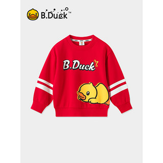 B.Duck小黄鸭童装男童卫衣春季2024儿童长袖上衣男孩套头衫 中国红 140cm