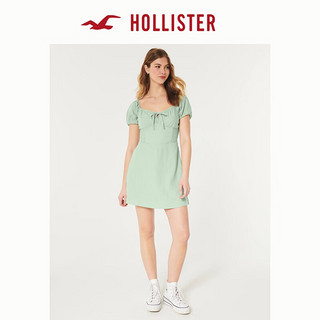 HOLLISTER24春夏辣妹收腰泡泡袖短款A字连衣裙 女 357893-1 灰绿色 S (165/88A)