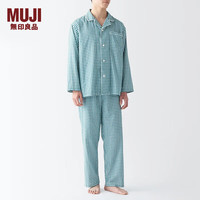 無印良品 MUJI（無印良品 ）男式 无侧缝 双层纱织 睡衣 男士家居服春季 FB0YDC4S 深绿色格纹 M(上装170/92A下装170/80A)