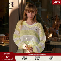 Teenie Weenie小熊卡通格纹毛衣女2024夏季女毛衫 芥末黄 160/S