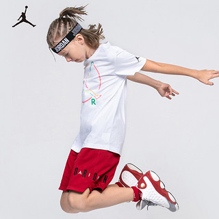 NIKE JORDAN 耐克AJ童装男童纯棉短袖T恤季儿童针织上衣 纯白色 160/80(XL)