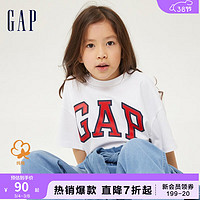 Gap男女大童LOGO字母纯棉亲肤T恤儿童装850572短袖T恤夏季运动上衣 白色 160cm(XXL)