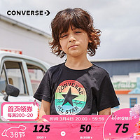 匡威（Converse） 儿童装男童t恤夏季大童星标短袖上衣纯棉小女孩外穿打底衫 正黑色-彩标 150(M)