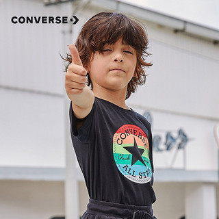 匡威（Converse） 儿童装男童t恤夏季大童星标短袖上衣纯棉小女孩外穿打底衫 正黑色-彩标 160L(XL)