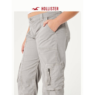 HOLLISTER24春夏辣妹低腰百搭宽松工装裤长裤 女 355838-1 浅灰色 2