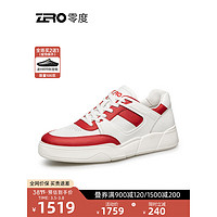 ZERO 零度Zero男鞋2024年春季舒适透气时尚拼接小白鞋厚底增高防滑板鞋 白红 42