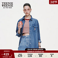 Teenie Weenie【UPF50+原纱防晒服莱赛尔凉感】小熊2024年牛仔衬衫 中蓝色 170/L