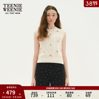 Teenie Weenie小熊2024女装春装手工钩花针织马甲绞花无袖上衣 象牙白 165/M