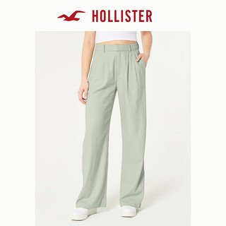 HOLLISTER24春夏高腰舒适亚麻混纺休闲宽松阔腿裤女 356896-1 灰绿色 S (165/68A)