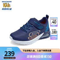 Skechers斯凯奇儿童鞋时尚气垫跑步鞋男女童魔术贴运动鞋403932L/303612L 海军蓝色/蓝色/NVBL 35码