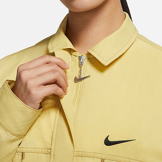 NIKE 耐克 外套女装春秋款运动服梭织翻领休闲上衣夹克DM6204-010 DM6204-304绿色 S