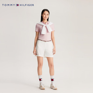 TOMMY HILFIGER24新款春季女装休闲五粒扣刺绣修身版短袖POLO衫WW0WW41890