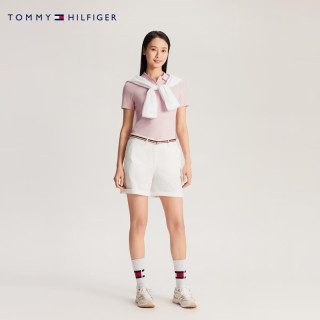 TOMMY HILFIGER24新款春季女装休闲五粒扣刺绣修身版短袖POLO衫WW0WW41890