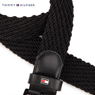 TOMMY HILFIGER 24春季男装时尚休闲金属小标针扣式织腰带AM0AM12243 黑色BDS 1个 95cm