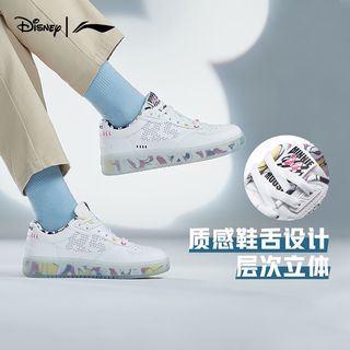 LI-NING 李宁 休闲鞋女鞋迪士尼联名休闲鞋女子经典板鞋小白鞋透气运动鞋