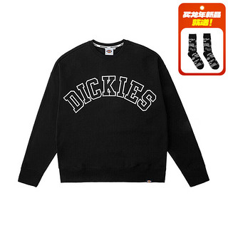 dickies24春夏字母logo贴布绣美式圆领毛圈布卫衣DK013103 沥青黑 M