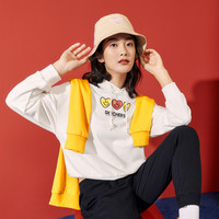Skechers斯凯奇春秋爱心印花运动服宽松休闲连帽短款卫衣女套头衫