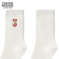 Teenie Weenie小熊2024年早春红色袜中筒袜时髦女袜穿搭女 象牙白 FRE