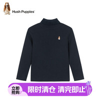 暇步士 童装男女童打底衫秋装新品中大童纯色简约时尚半高领打底衫 藏蓝 150cm