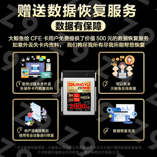  DAJINGYU 支持8K60P可录满 CFexpress存储卡+读卡器  512GB