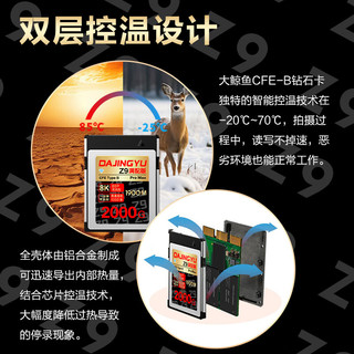  DAJINGYU 支持8K60P可录满 CFexpress存储卡+读卡器  512GB