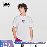 李 Lee春夏舒适版型撞色字母印花圆领男短袖T恤潮LUT0055314LE 白色(尺码偏大,拍小一码) M
