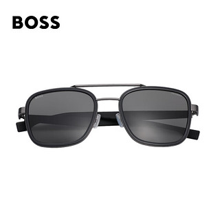 HUGO BOSS 男女款墨镜时尚太阳镜眼镜时尚圆框修饰脸型1486S 偏光黑色 54MM PTAM9-偏光黑色