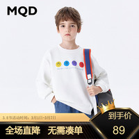 马骑顿 MQD童装男大童24春学院风卡通百搭圆领卫衣 本白 110cm