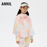 安奈儿童装女童针织外套2024夏 粉蓝花 110cm