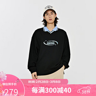 卡帕长袖POLO2024男女春秋刺绣运动长袖卫衣POLO衫 黑色-990 XL