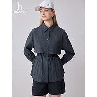 哈吉斯（HAZZYS）女装 2024春夏女士休闲衬衫式薄夹克女ASVSU0BBU12 深灰色DE 155/80A 36