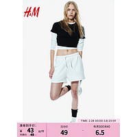 H&M2024春季女装短T恤1201712 黑色 160/88A