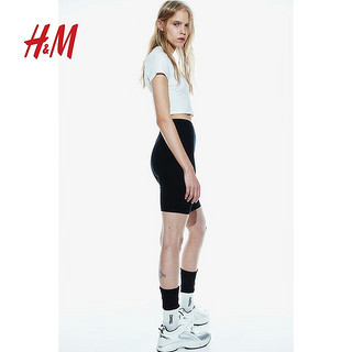 H&M2024春季女装短T恤1201712 黑色 170/116A