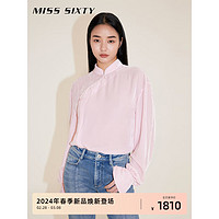 MISS SIXTY2024春季新年系列衬衫女新中式立领纯色斜门襟 浅粉 S