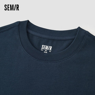 森马（Semir）短袖T恤男2024夏季潮流拼接纯棉上衣时尚百搭简约休闲装 深蓝80819 180/96A/XL