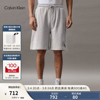 Calvin Klein Jeans24春夏男士休闲通勤印花抽绳腰纯棉针织短裤J325563 P2D-星灰 L