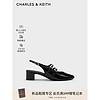 CHARLES & KEITH CHARLES&KEITH24春季漆皮玛丽珍粗跟包头凉鞋子女鞋女士CK1-60920370-1 Black Box黑色 37