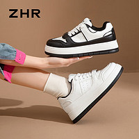 ZHR 2024春季新款厚底百搭小白鞋时尚软底熊猫鞋