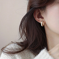 HU LI LAN 湖丽兰 S925银韩国贝母耳钉高级感轻奢法式耳环气质小众设计 母贝耳钉