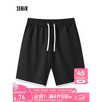 森马（Semir）休闲中裤男2024夏季时尚撞色假两件裤子宽松直筒五分短裤 黑色90001 165/70A/S