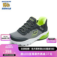 Skechers斯凯奇闪穿鞋儿童时尚休闲鞋男童一脚蹬春秋款透气运动鞋403834L 木炭色/黄色/CCYL