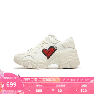 彪马（PUMA） 女子复古休闲老爹鞋 PULSAR WEDGE HEART 398674 米白色-红色-黑色-01 38.5