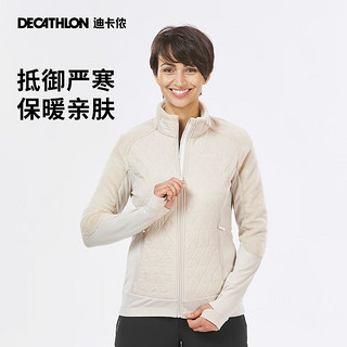 迪卡侬（DECATHLON）摇粒绒外套女白色双面绒绒衣秋户外保暖上衣运动抓绒衣ODT1 浅白垩灰 S (160)