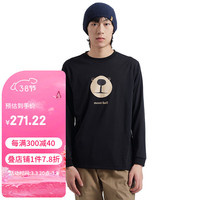 mont·bell 长袖t恤男女通用户外春夏速干透气时尚蒙塔熊脸印花上衣 1114773 BK黑色